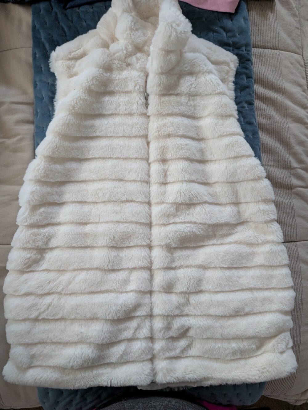 Katydid Cream Faux Fur Ribbed Vest